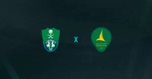 Escudos de Al-Ahli x Al-Khaleej, que se enfrentam pelo Campeonato Saudita