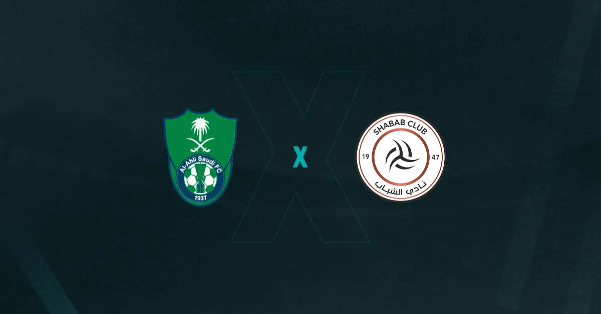 Escudos de Al-Ahli x Al-Shabab, que se enfrentam pelo Campeonato Saudita