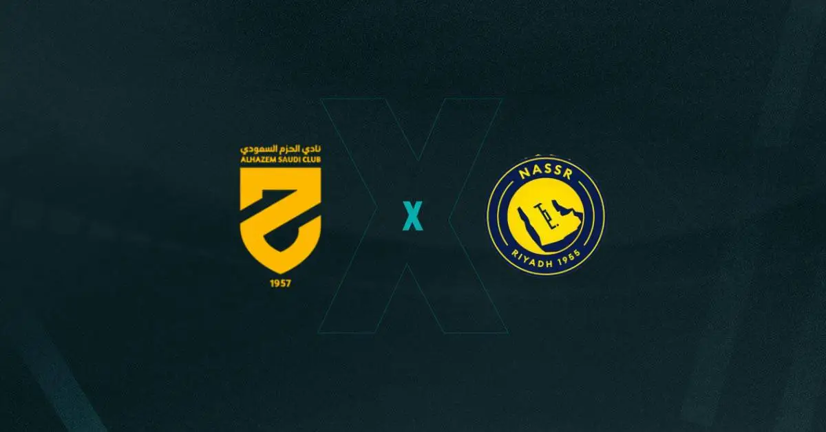 Escudos de Al-Hazem x Al-Nassr, que duelam pelo Campeonato Saudita