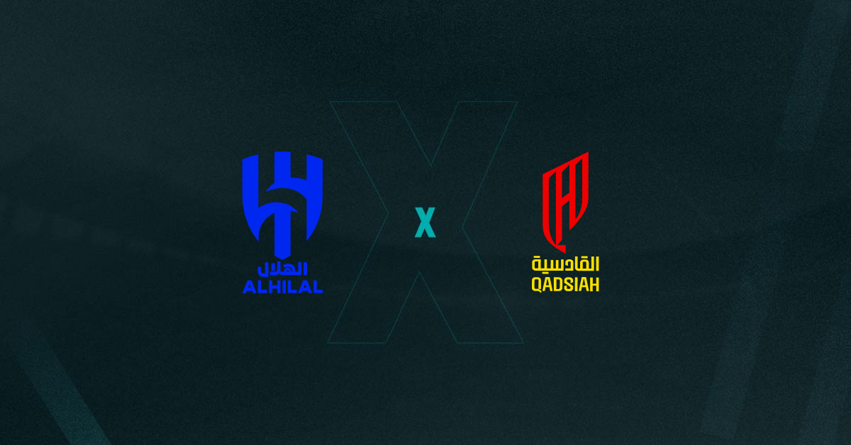 Escudos de Al-Hilal x Al-Qadsiah, que se enfrentam hoje pela última rodada do Campeonato Saudita