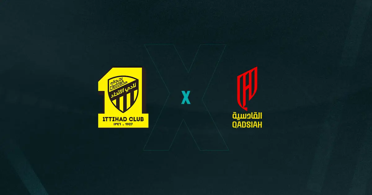 Escudos de Al-Ittihad x Al-Qadsiah, que se enfrentam pela final da Copa do Rei Saudita