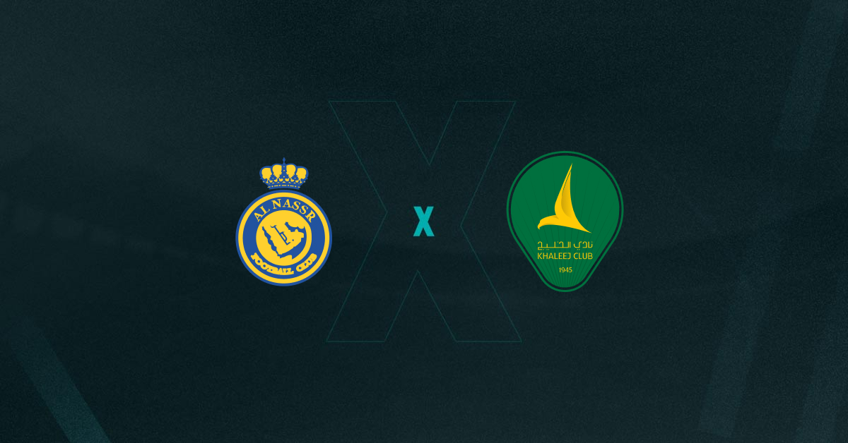 Escudos de Al-Nassr x Al-Khaleej, que se enfrentam pelo Campeonato Saudita