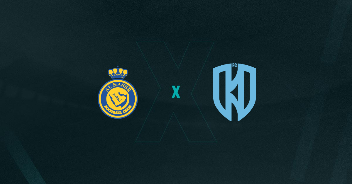 Escudos de Al-Nassr e Al-Okhdood, que duelam pelo Campeonato Saudita