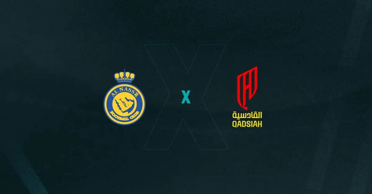 Escudos de Al-Nassr x Al-Qadisiah, que duelam pelo Campeonato Saudita