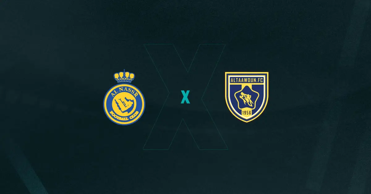 Escudos de Al-Nassr e Al-Taawoun, que duelam pelo Campeonato Saudita