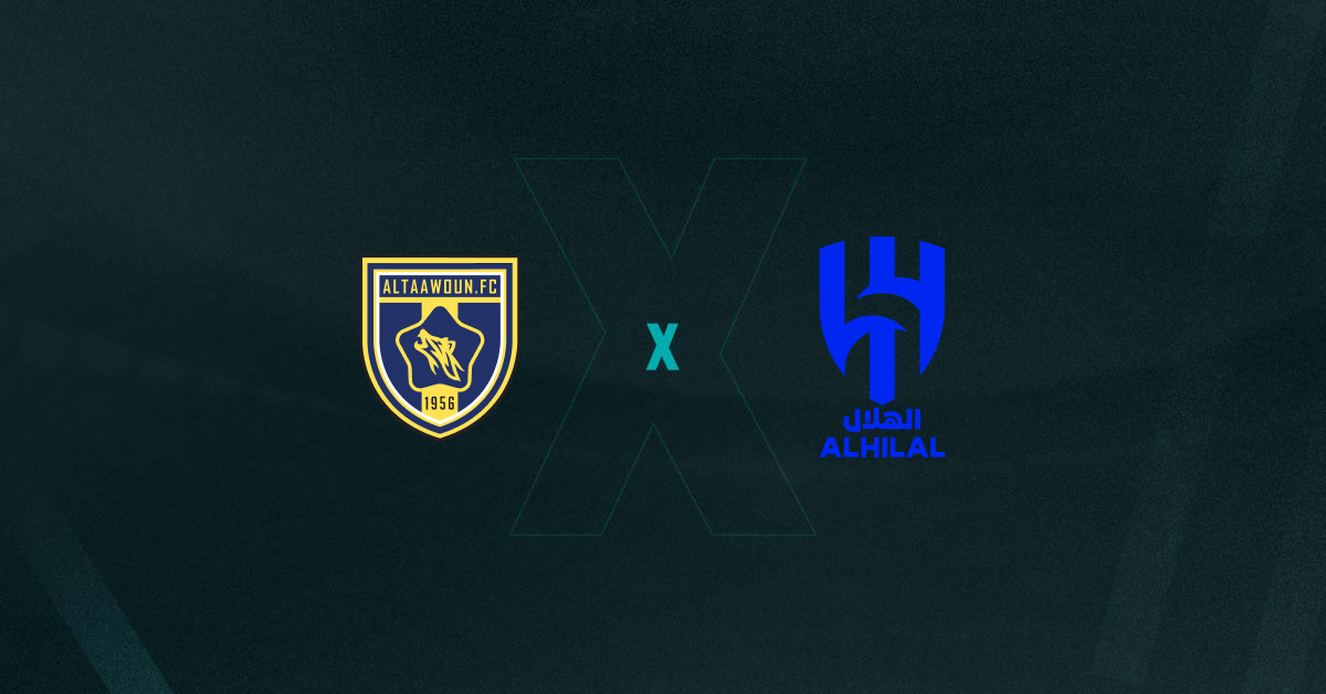 Escudos de Al-Taawoun x Al-Hilal, que se enfrentam pelo Campeonato Saudita