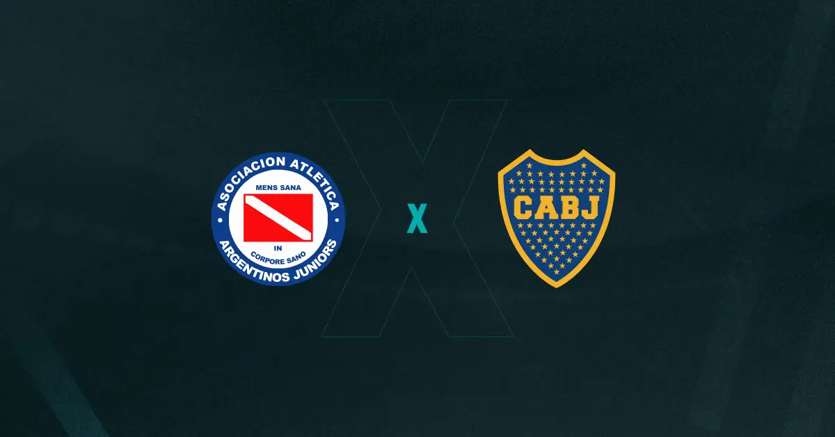 Escudos de Argentinos Juniors x Boca Juniors, que se enfrentam pelo futebol argentino hoje