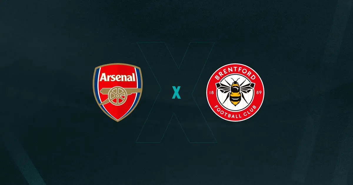Escudos de Arsenal x Brentford, que se enfrentam pelo Premier League