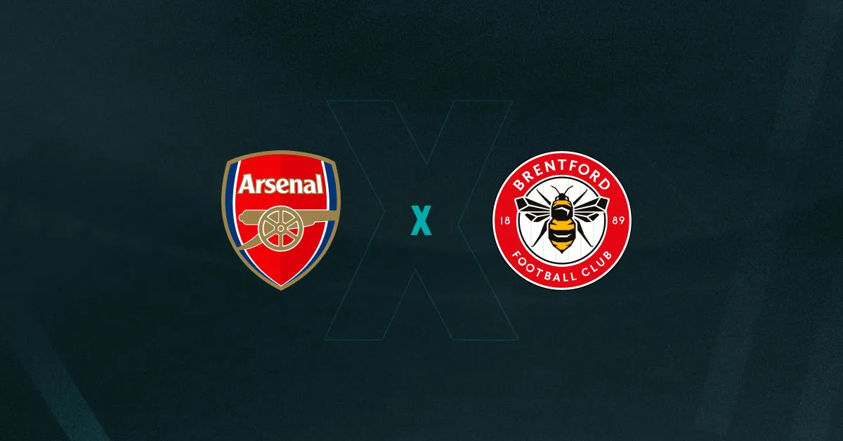 Escudos de Arsenal e Brentford, que duelam pela Premier League