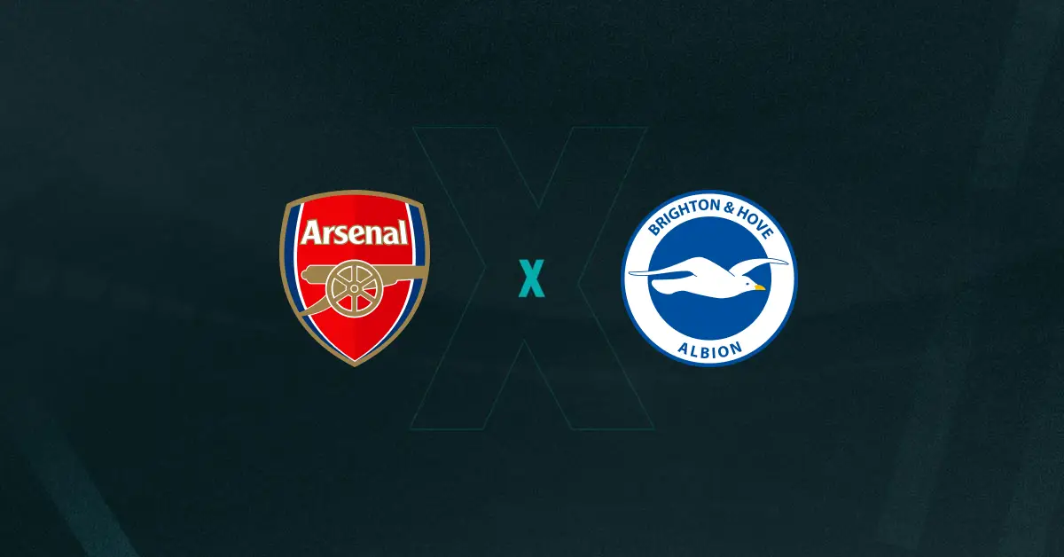 Escudos de Arsenal e Brighton, que duelam pelas oitavas de final da Copa da Liga Inglesa