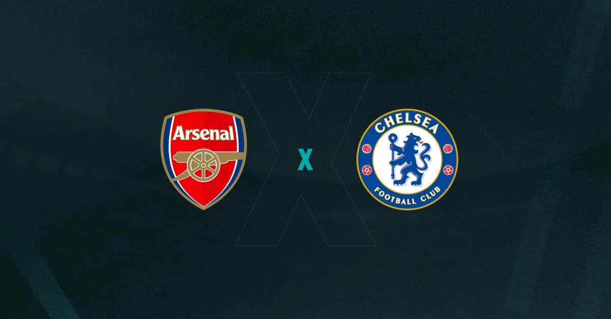 Escudos de Arsenal e Chelsea, que fazem o clássico pela Premier League