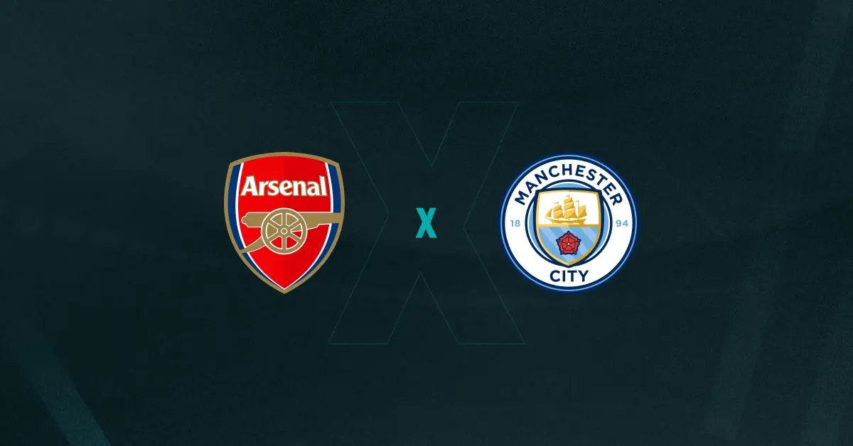 Escudos de Arsenal x Manchester City, que se enfrentam pela Premier League