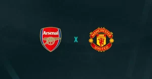 Escudos de Arsenal e Manchester United Feminino, que duelam pela semifinal da Copa da Liga Inglesa Feminina