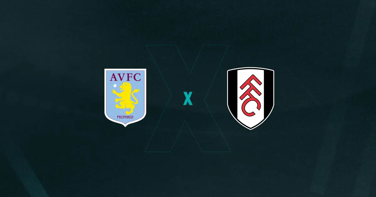 Escudos de Aston Villa x Fulham, que se enfrentam pela Premier League