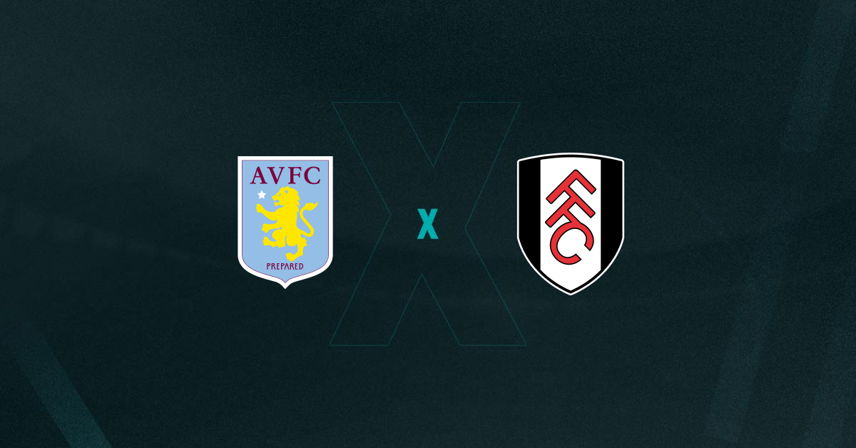 Escudos de Aston Villa x Fulham, que se enfrentam pela Premier League 2024/25