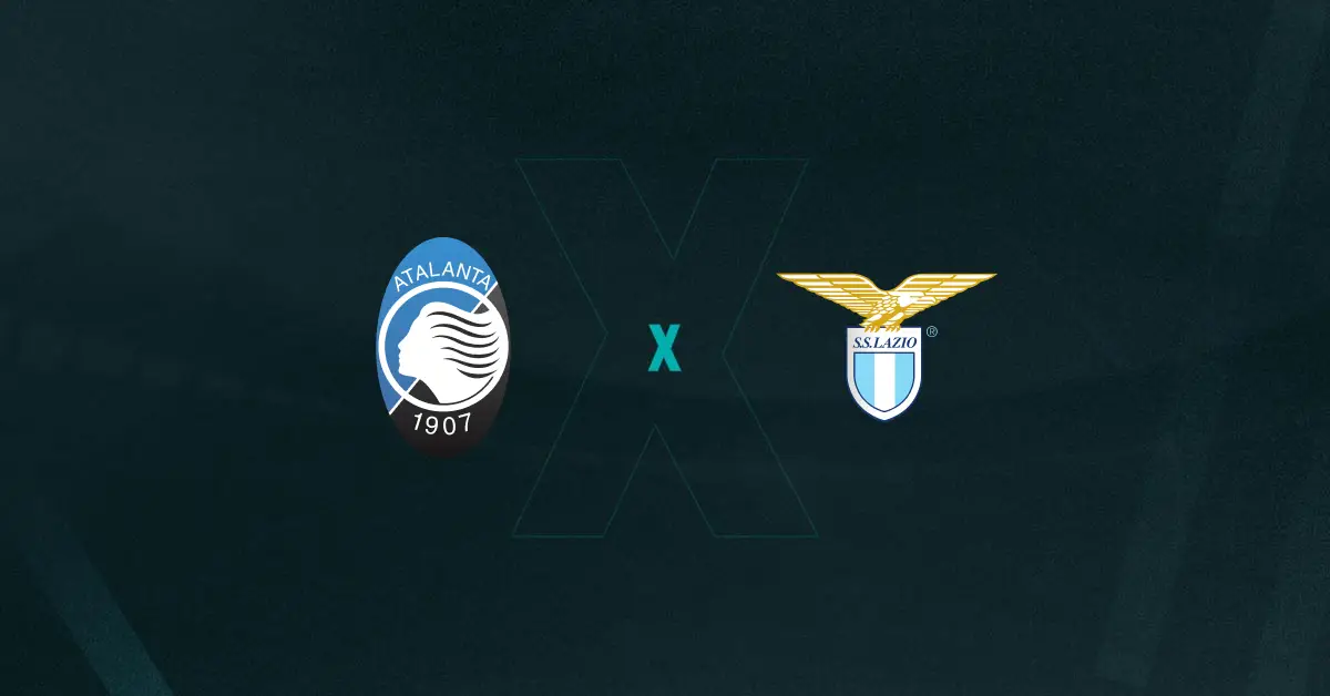 Escudos de Atalanta vs Lazio, que se enfrentam no Campeonato Italiano