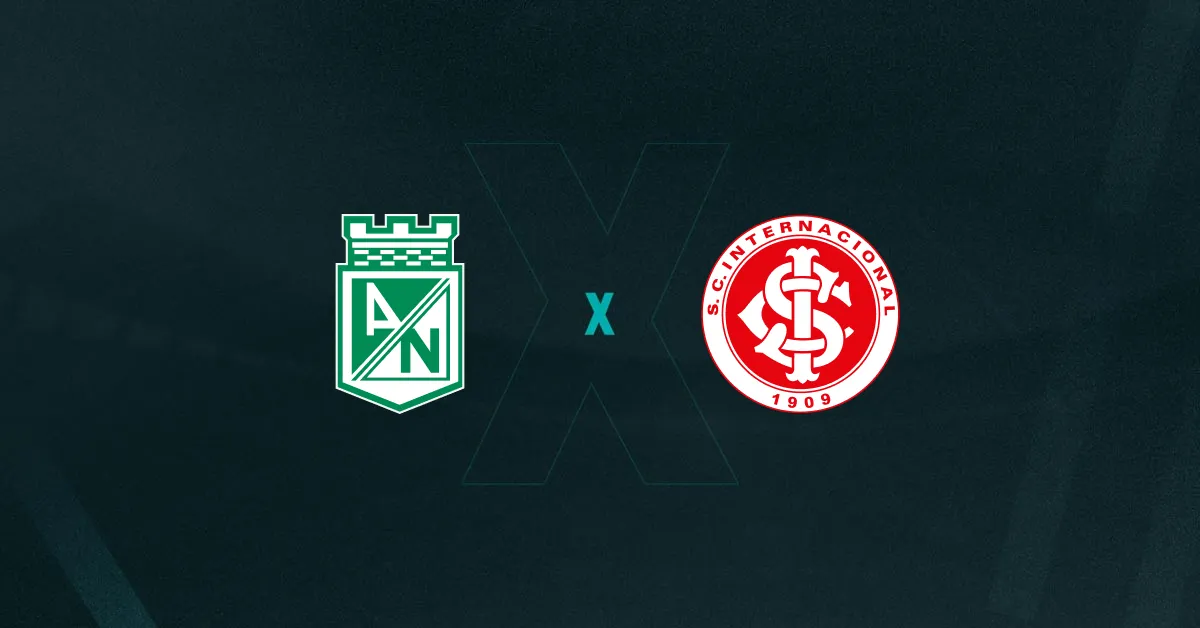 Escudos de Atl. Nacional e Internacional, que duelam pela Libertadores