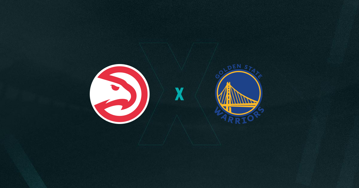 Escudos de Atlanta Hawks x Golden State Warriors, que se enfrentam pela NBA