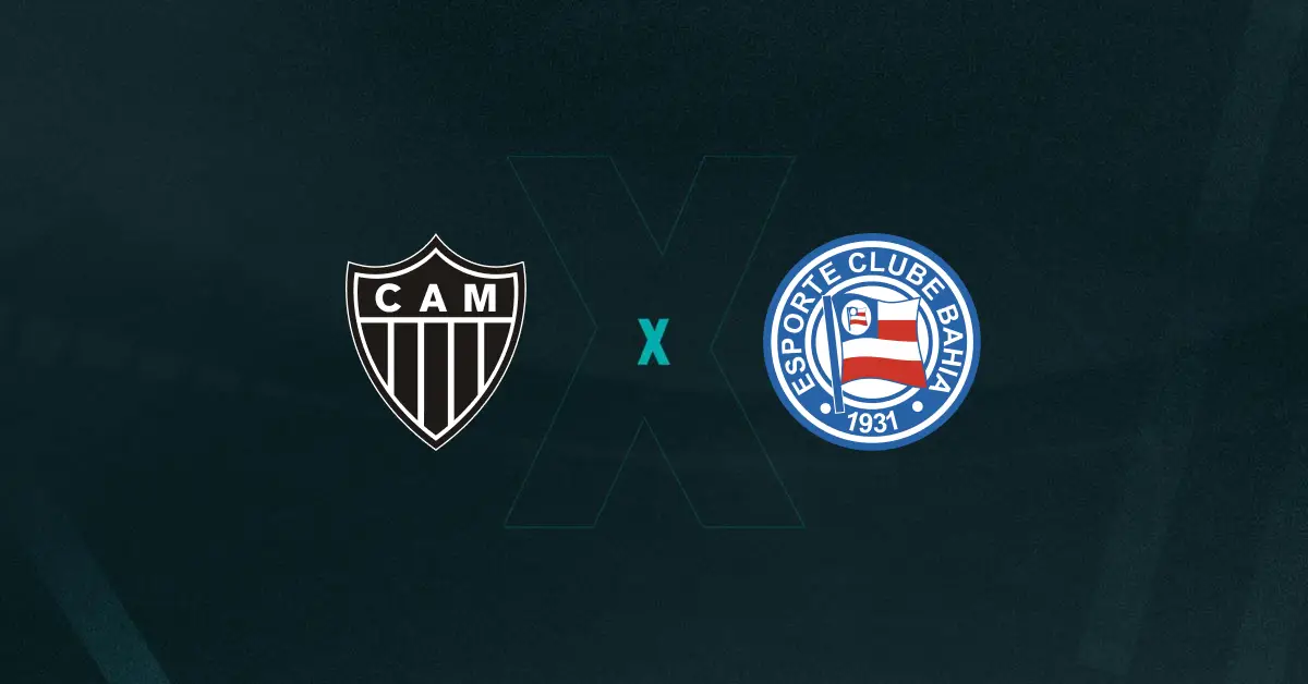 Escudos de Atlético-MG e Bahia, que duelam pelo Brasileirão