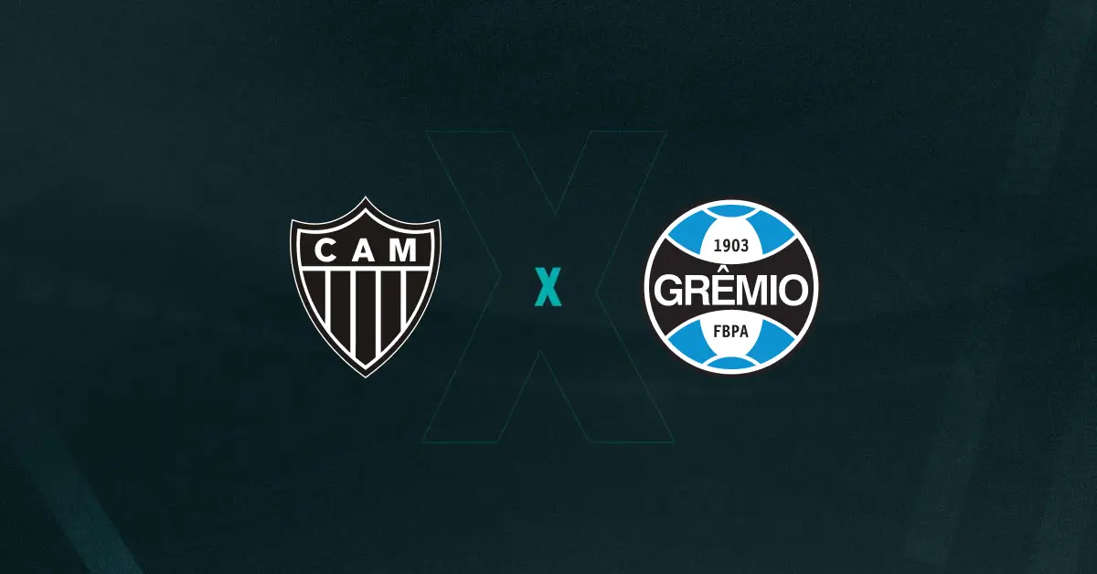 Escudos de Atlético-MG x Grêmio, que se enfrentam pelo Brasileirão Série A