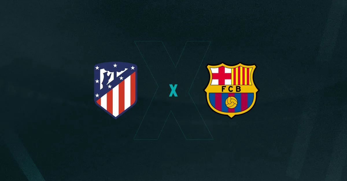 Escudos de Atlético de Madrid e Barcelona, que duelam pela La Liga