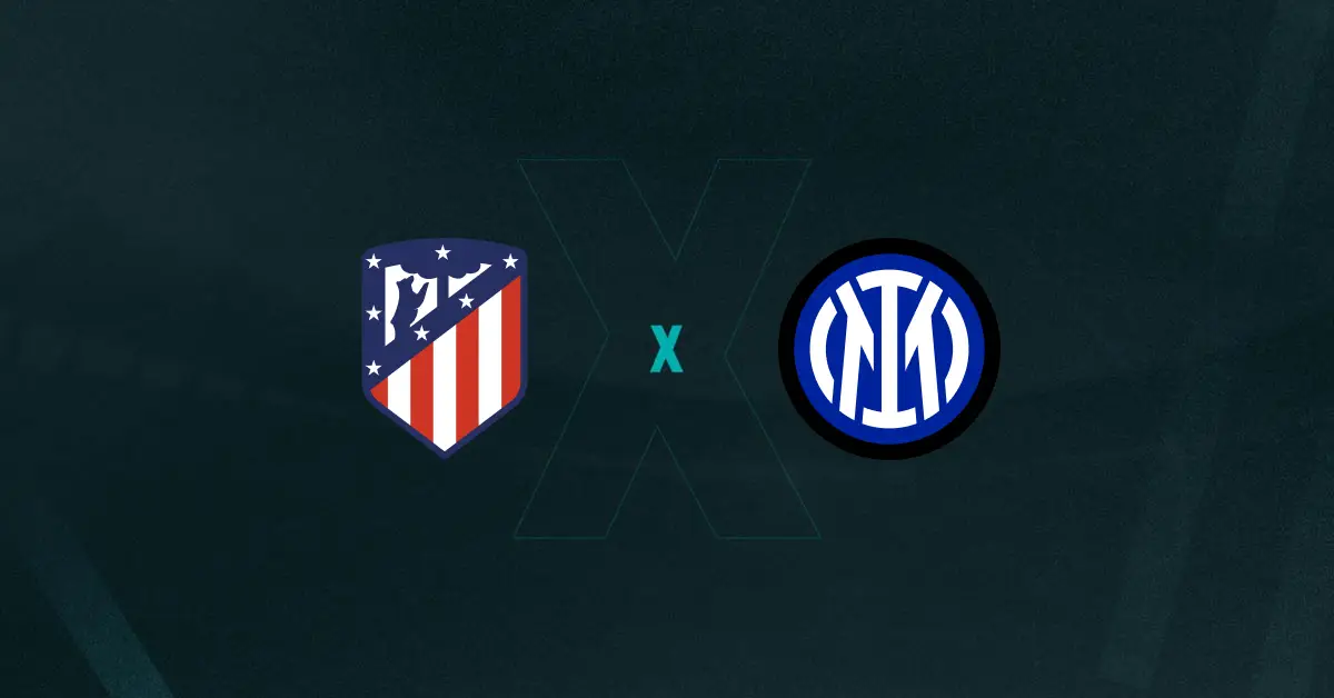 Escudos de Atlético de Madrid e Inter de Milão, que duelam pela Champions League