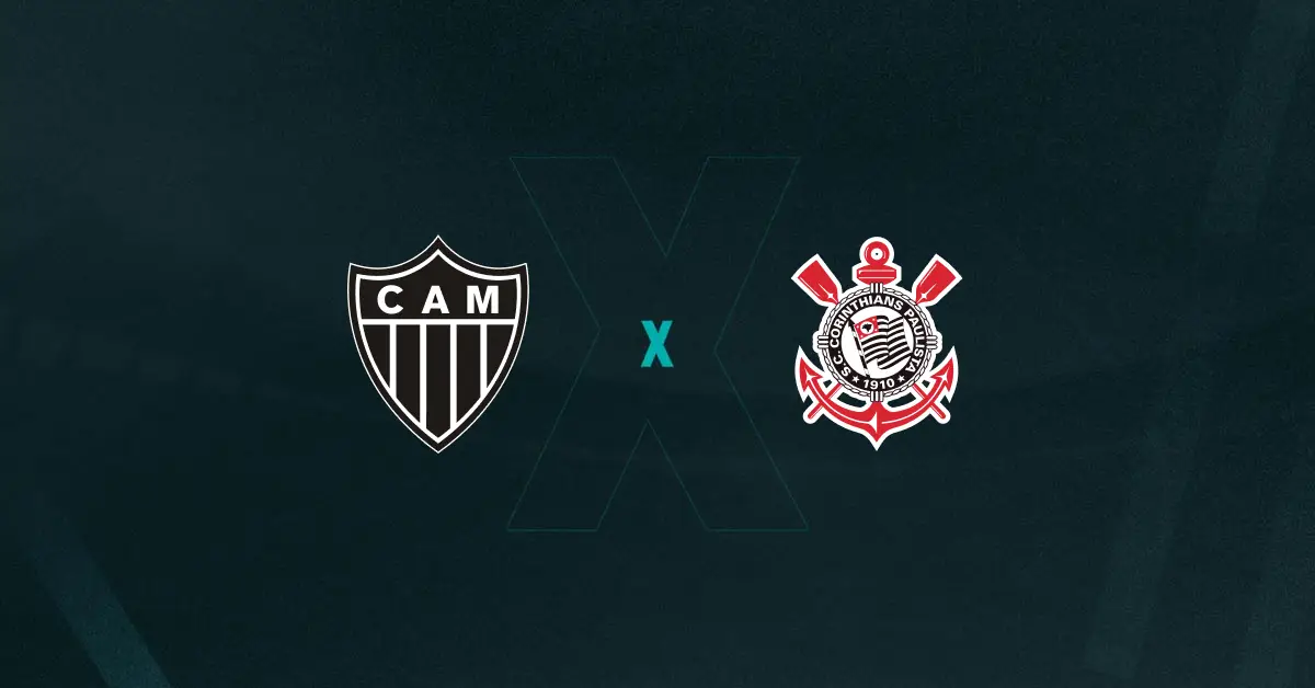 Escudos de Atlético-MG e Corinthians, que duelam pelo Brasileirão