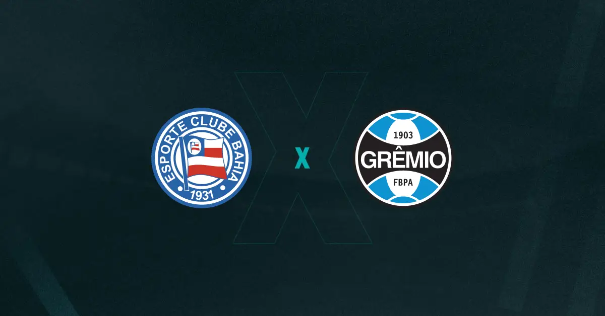 Escudos de Bahia e Grêmio, que duelam pelo Brasileirão