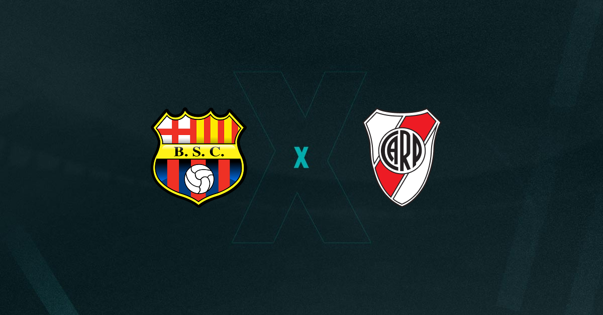 Escudos de Barcelona SC x River Plate, que se enfrentam pela Libertadores 2025