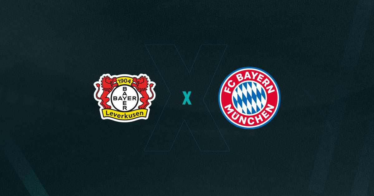 Escudos de Bayer Leverkusen x Bayern de Munique, que se enfrentam hoje pelo jogo de volta das oitavas de final da Champions League 2024/25.
