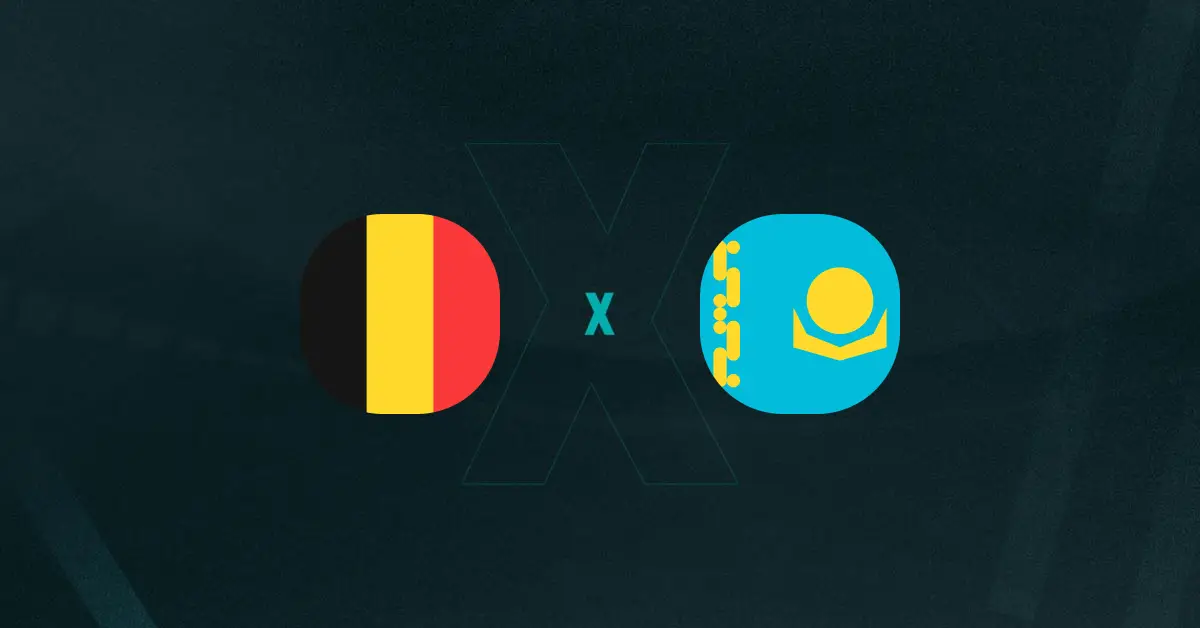 Escudos de Bélgica x Cazaquistão, que se enfrentam pelas Eliminatórias
