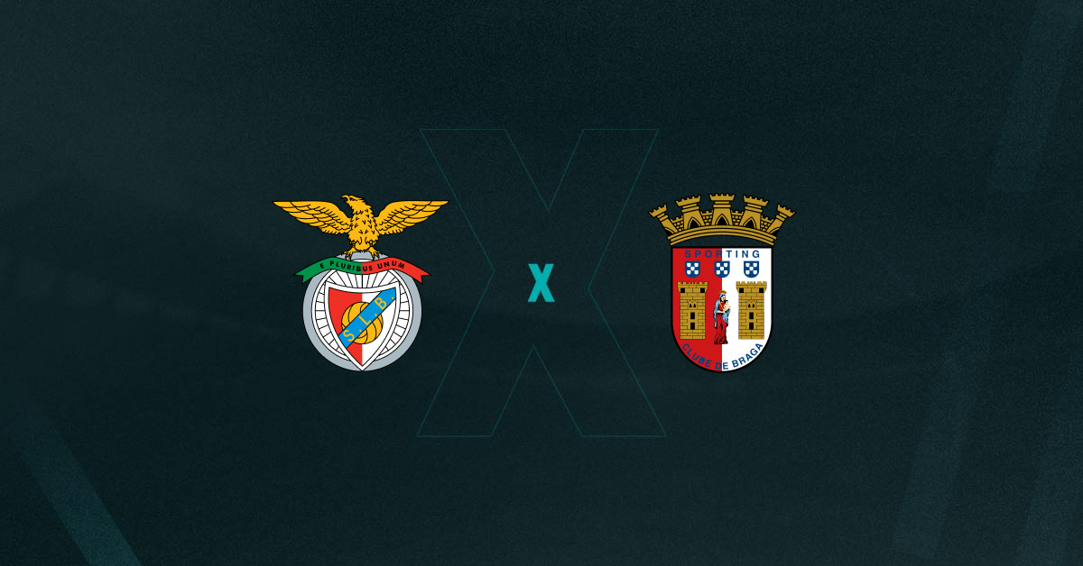 Escudos de Benfica e Braga, que se enfrentam pela Copa da Liga Portuguesa