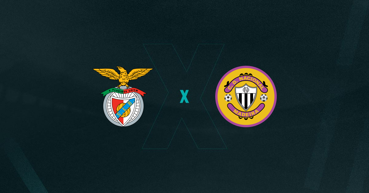 Escudos de Benfica x Nacional, que se enfrentam pelo Campeonato Português