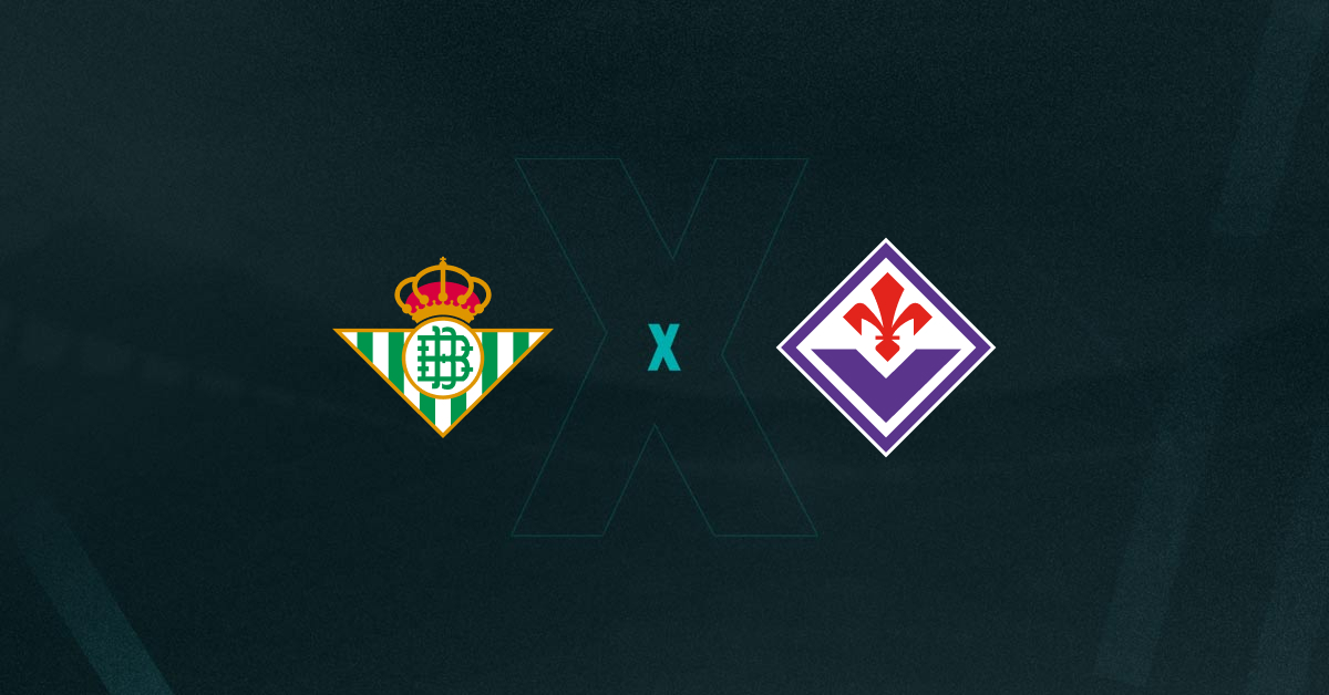 Escudos de Betis x Fiorentina, que se enfrentam pela Conference League