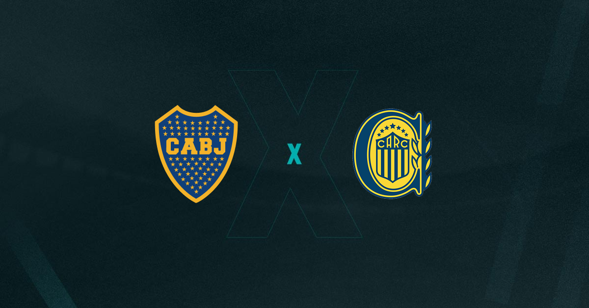 Escudos de Boca Juniors x Rosario Central, que se enfrentam hoje pela 8ª rodada do Campeonato Argentino 2025.