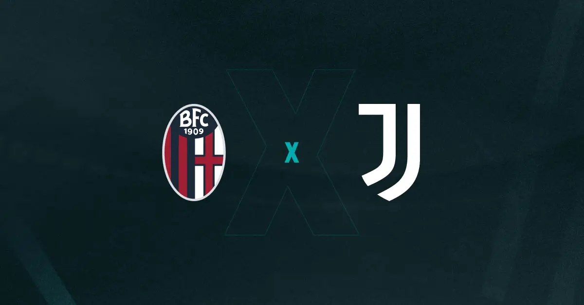 Escudos de Bologna x Juventus, que se enfrentam pelo Campeonato Italiano