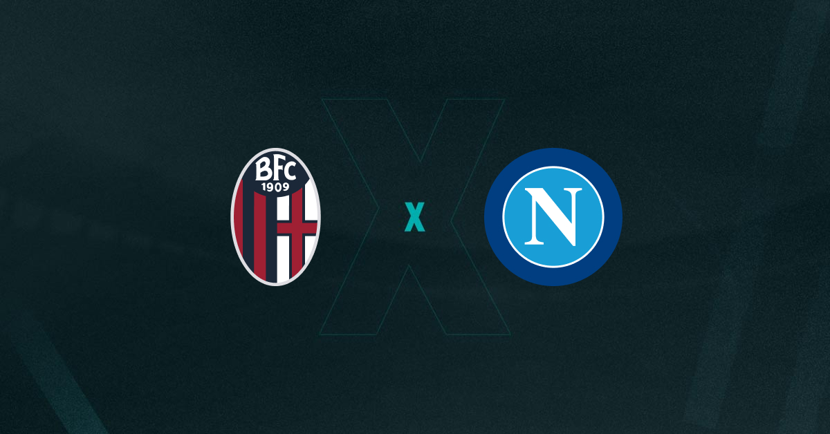 Escudos de Bologna x Napoli, que se enfrentam pelo Campeonato Italiano