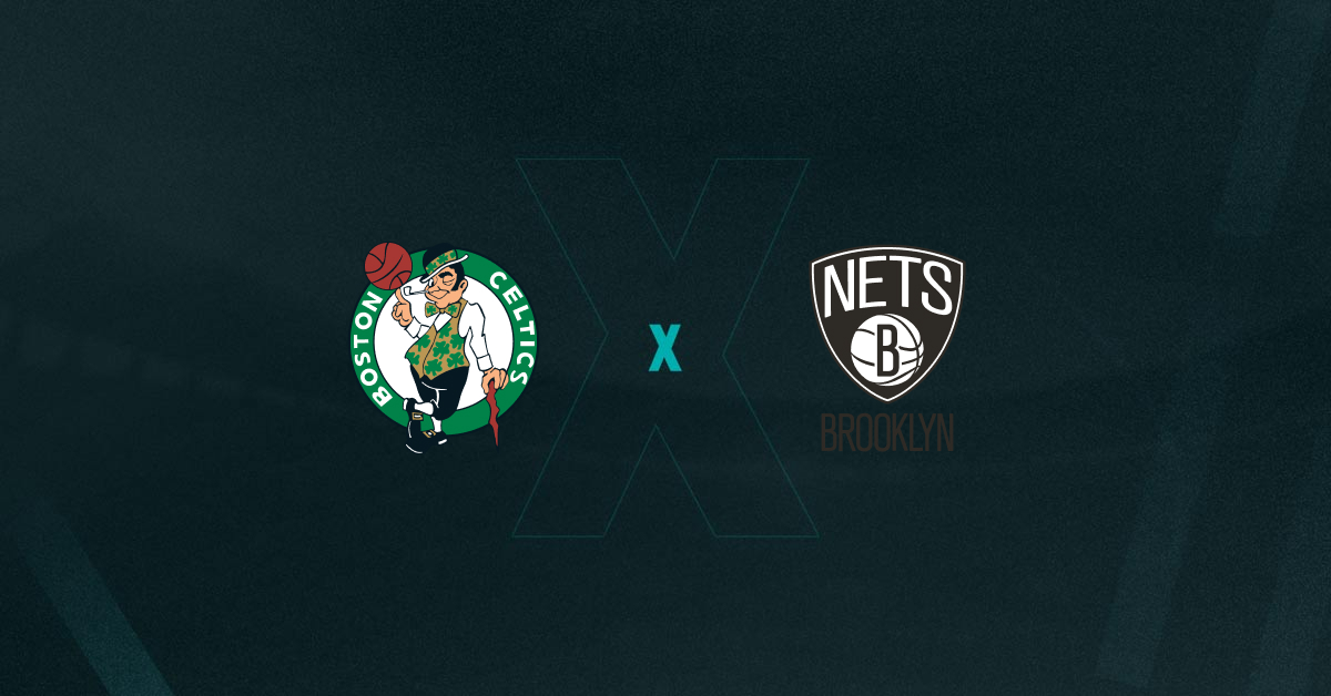 Escudos de Boston Celtics x Brooklyn Nets, que se enfrentam pela NBA 2024/25