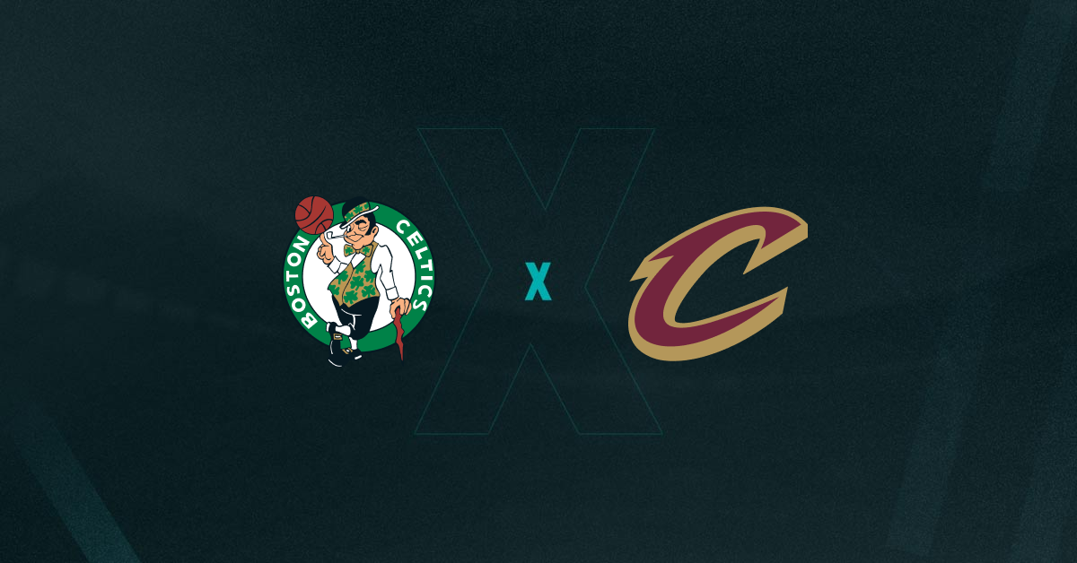 Escudos de Boston Celtics e Cleveland Cavaliers que se enfrentam pela NBA.