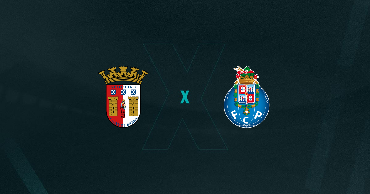 Escudos de Braga x Porto, que se enfrentam pelo Campeonato Português