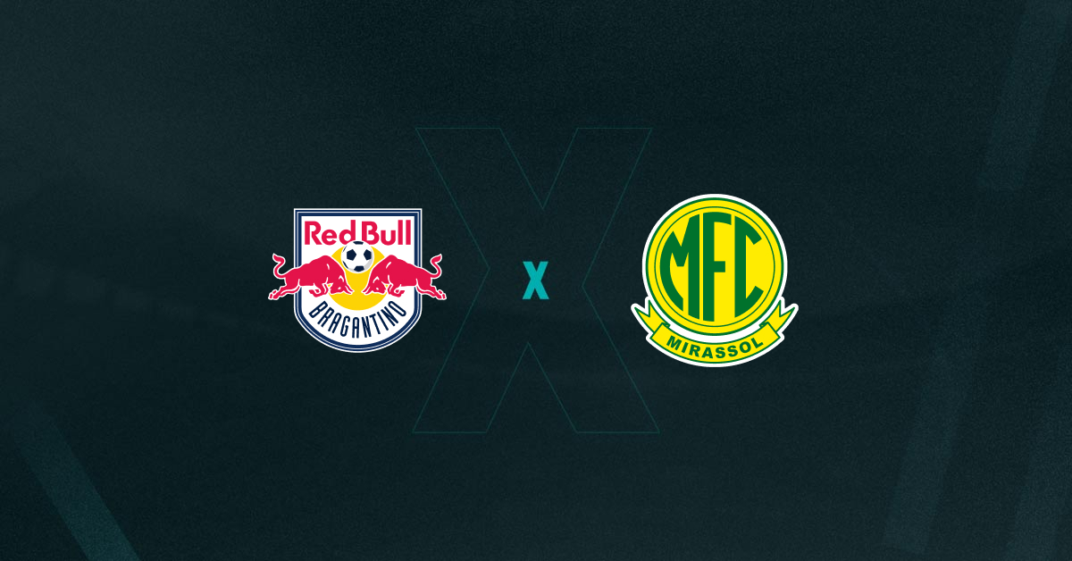 Escudos de Bragantino x Mirassol, que se enfrentam pelo Brasileirão 2025