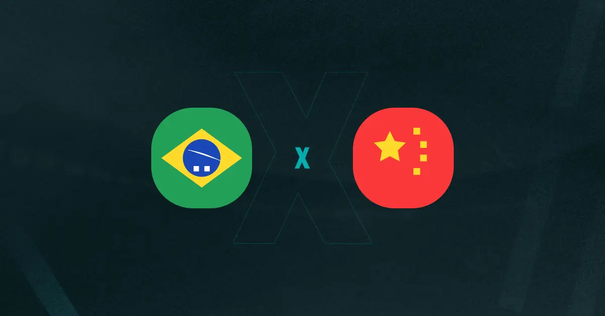Escudos de Brasil x China no vôlei masculino