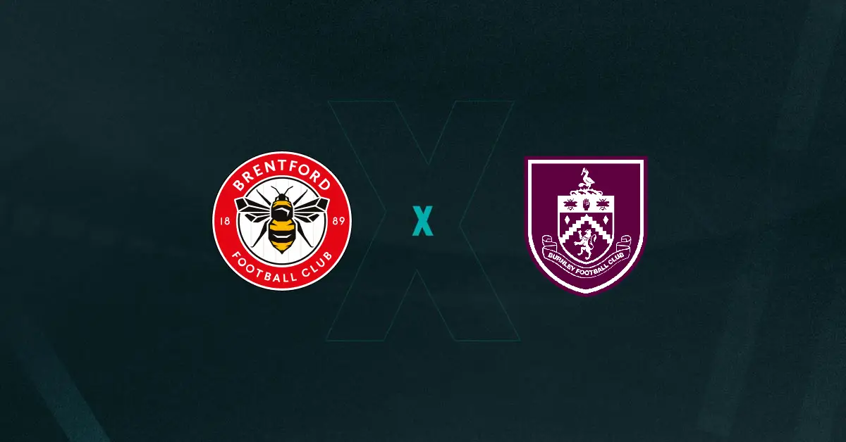 Escudos de Brentford x Burnley, que se enfrentam pela Premier League