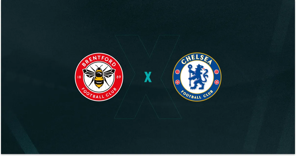 Escudos de Brentford e Chelsea, que duelam pela Premier League