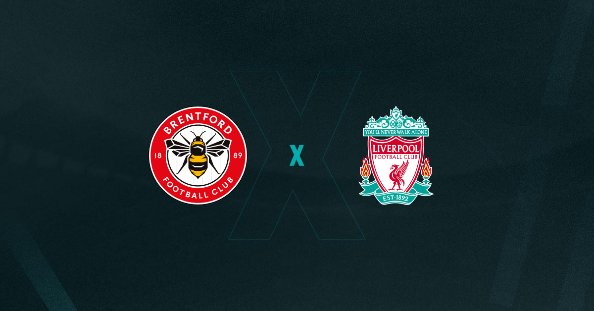 Escudos de Brentford e Liverpool, que duelam pela Premier League