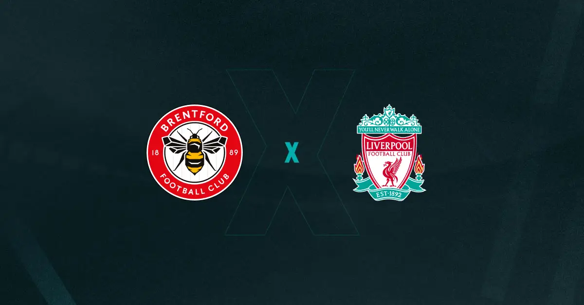 Escudos de Brentford x Liverpool, que se enfrentam pela Premier League
