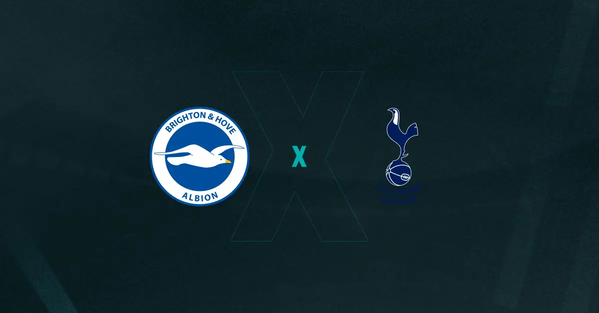 Escudos de Brighton e Tottenham, que se enfrentam pela Premier League