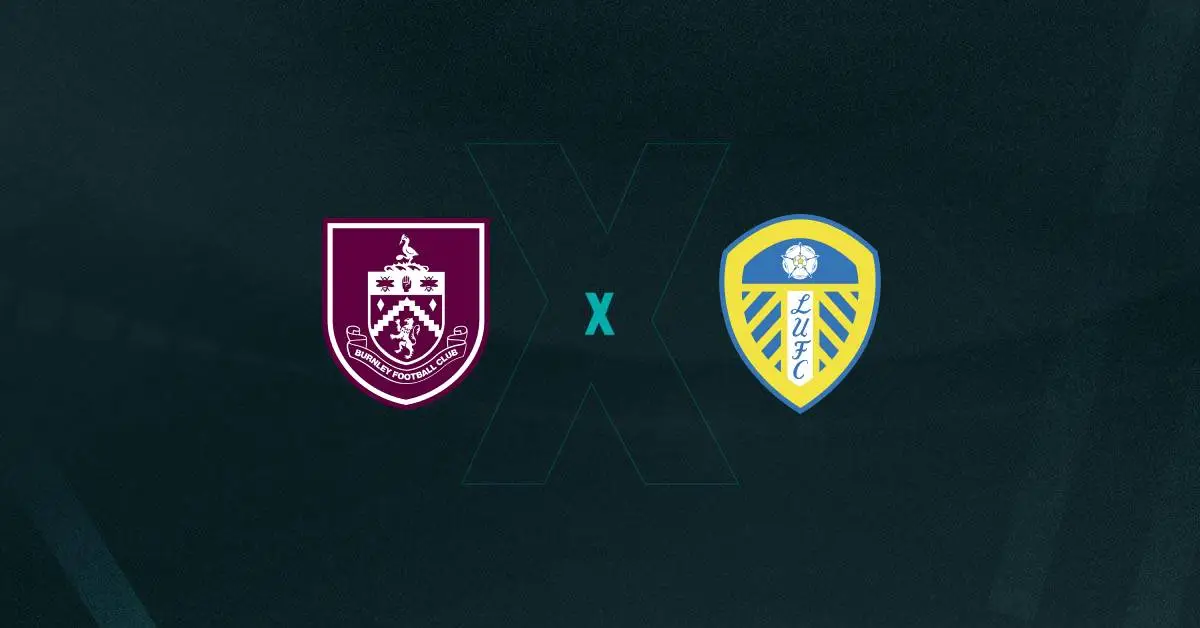 Escudos de Burnley e Leeds, que duelam pela Premier League