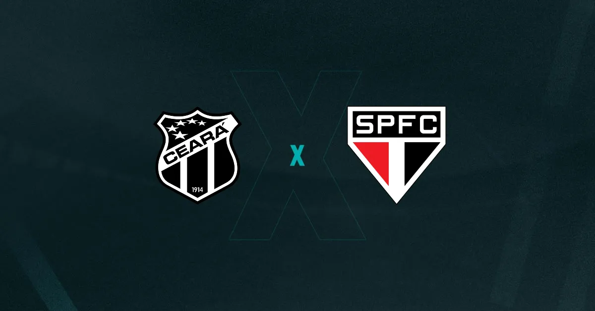 Escudos de Ceará e São Paulo, que duelam pelo Brasileirão