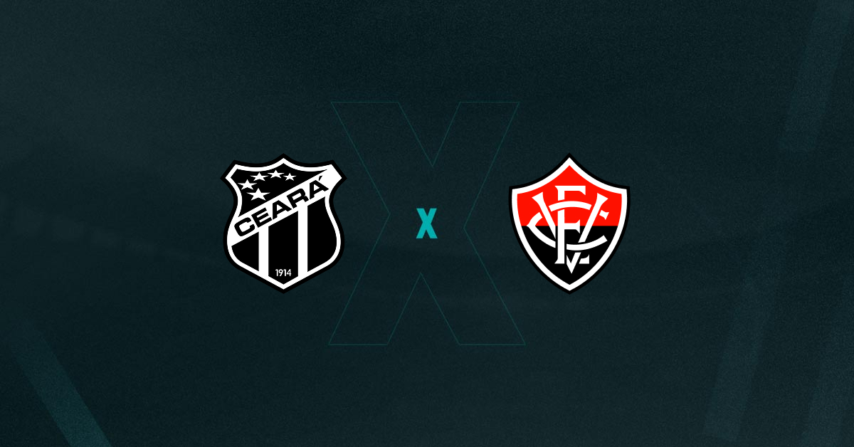 Escudos de Ceará x Vitória, que se enfrentam pelo Brasileirão 2025